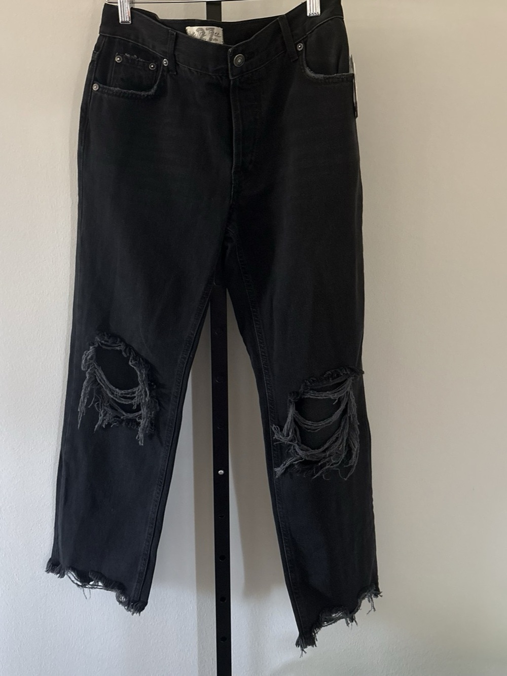 Free People Black Distressed Jeans | Size 27